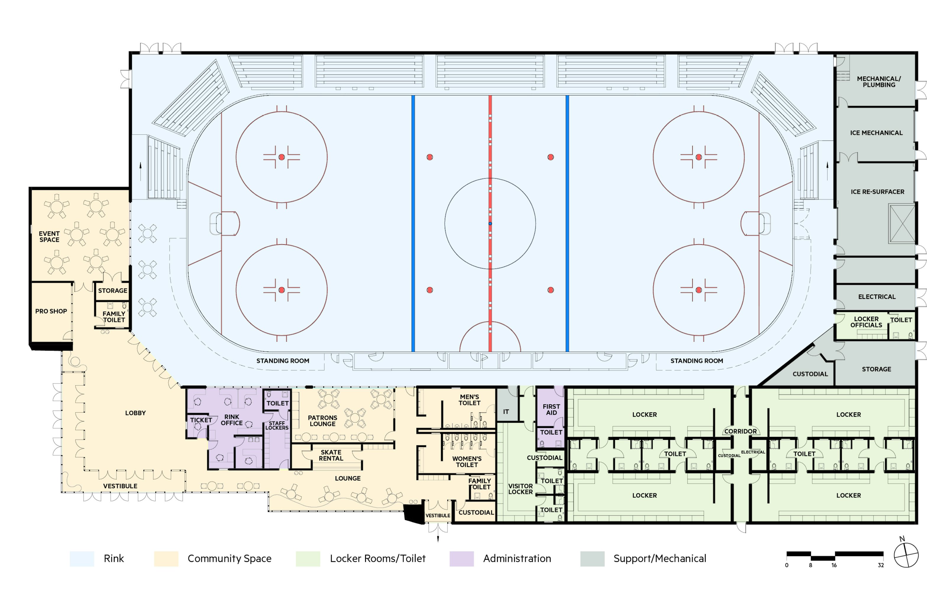 figure skating rink dimensions
